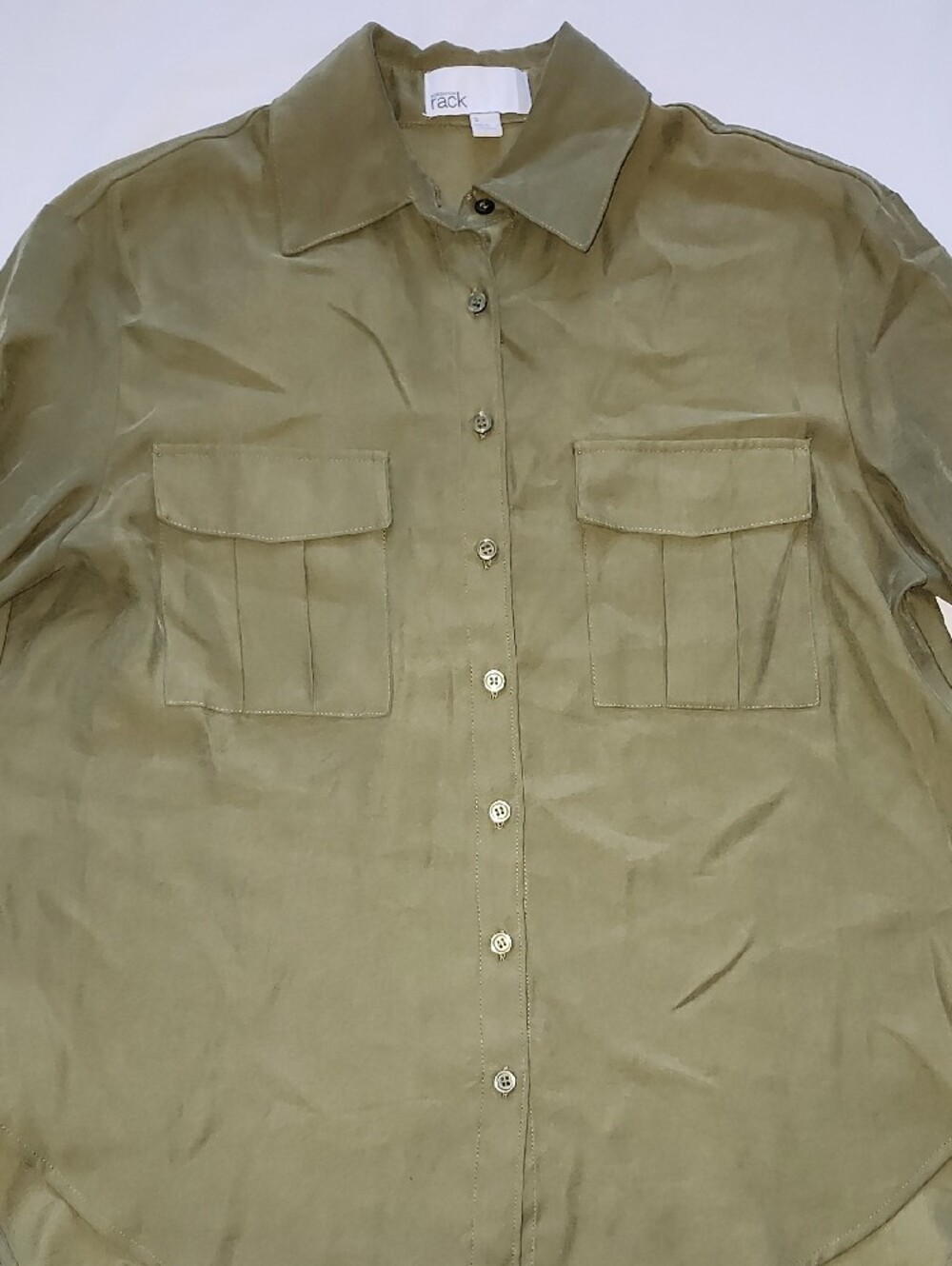 Nordstrom Rack Olive Green Double Pocket Utility Shirt S - Picture 3 of 9